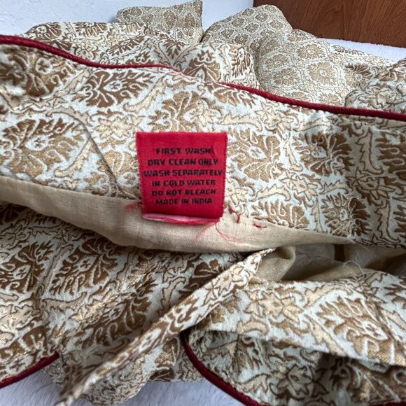 Ethnic Neu-ron Mens Beige Sherwani Traditional Indian Wedding Outfit Gold Maroon - Picture 4 of 8